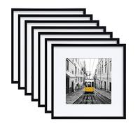 Giftgarden GG230206 Lot de 7 cadres photo noirs de 30,5 x 30,5 cm, passe-partout de 20,3 x 20,3 cm avec passe-partout ou 30,5 x 30,5 cm sans passe-partout, cadres photo carrés multiples pour affichage