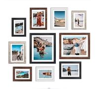 Giftgarden Lot de 10 cadres photo multicolores avec passe-partout pour photos de plusieurs tailles, deux de 20.3x25.4 cm, assortiment de cadres photo pour collage mural ou de table