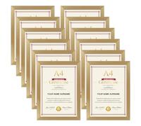 Giftgarden Lot de 12 Cadre A4 (21x29.7 cm), Cadre Photo a4 Doré pour Certificat Diplôme et Document, Sur table et à suspendre