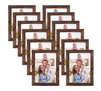 Giftgarden Lot de 12 cadres photo marron de 13 x 18 cm, couleur bois de noyer rustique, pour affichage mural ou sur table