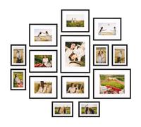 Giftgarden Lot de 14 cadres photo noirs avec passe-partout pour photos de différentes tailles, assortiment de cadres mats comprenant 2 cadres de galerie de 28 x 35,6 cm, 6 cadres de 20,3 x 25,4 cm, 6