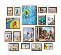 Giftgarden Lot de 16 cadres photo marron pour photos de tailles multiples comprenant 2 cadres de collage de 28 x 35 cm, 20 x 25 cm, 6 cadres de 12 x 17 cm, 6 cadres de collage de galerie pour mur ou
