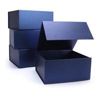 Giftgarden Lot de 4 boîtes cadeaux bleues pliables avec couvercles magnétiques, 20,3 x 20,3 x 10,2 cm - Pour cadeaux, mariage, anniversaire, demoiselle d'honneur, témoin d'honneur