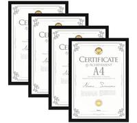 Giftgarden Lot de 4 Cadre A4 Noir (21x29.7cm),Cadres Photo 15x20 avec Passe Partout Pour Photos Certificat - le Mur ou la Table