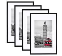 Giftgarden Lot de 4 cadres photo de 27,9 x 43,2 cm, pour photos de 20,3 x 30,5 cm avec passe-partout, poster de 27,9 x 43,2 cm sans passe-partout pour accrocher au mur, noir