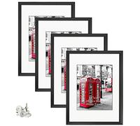 Giftgarden Lot de 4 cadres photo de 40,6 x 50,8 cm, passe-partout pour photo de 27,9 x 35,6 cm avec passe-partout ou œuvre d'art de 50,8 x 40,6 cm sans passe-partout, noir