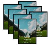 Giftgarden Lot de 7 Cadre A2 Noir en Aluminium, Cadres Photo A2(42 x 59,4), Pour Encadrer Photos, Affiches, Puzzles - Suspendu ou Posé Verticalement