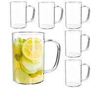 Giftgarden Tasse en Verre Avec Poignée Lot de 6, Verre à Eau 500ml Transparent Pour Cappuccino, Latte, Thé, Lait, Jus et Eau