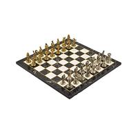 GiftHome Jeu d'échecs en métal pour adultes Ottoman vs figurines byzantines, pièces faites à la main et motif marbre échiquier en bois King 2,36 inc