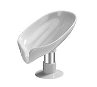 Giftik Porte-savon en forme de feuille auto-drainant, non perforé, facile à nettoyer, avec ventouse, convient pour douche, salle de bain, évier de cuisine (gris)