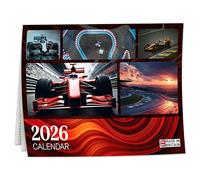Giftinghouse Calendrier de Formule 1 2026 avec dates de course (janvier à décembre 2026) - A3 lorsqu'il est ouvert - Calendrier mural avec anniversaires de pilotes et lieux de course mondiaux