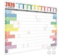 Giftinghouse Planning mural 2026 plastifié A1/A2/A3 - Planificateur mural annuel 2026 au Royaume-Uni - Calendrier mural 2026 avec autocollants de montage pour l'école, le bureau, la maison et l'école