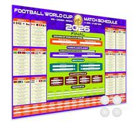 Giftinghouse Tableau mural officiel de la Coupe du monde de football 2026 - Poster A1 (84 x 59 cm) - 48 équipes fixes, dates, stades et heure du Royaume-Uni (BST) - Papier non couché 250 g/m² (Design