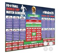 Giftinghouse Tableau mural officiel de la Coupe du monde de football 2026 - Poster A1 (84 x 59 cm) - 48 équipes fixes, dates, stades et heure du Royaume-Uni (BST) - Papier non couché 250 g/m² (Design