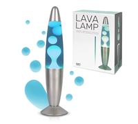 GIFTMARKET - Lampe à lave bleu et chrome. Lampe de chevet rétro 34 x 8,5 cm avec 2 ampoules incluses. Cadeau original et amusant pour adolescents, décoration vintage.