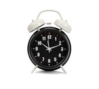 GIFTMARKET Réveil analogique sans tic-tac. Réveil de chevet en noir. Réveil avec deux cloches et veilleuse. Sans tic-tac. 11,7 cm x 16 cm