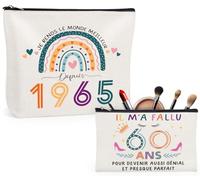 Giftota Cadeau Femme 60 Ans, 2 Pack Trousse Maquillage Femme Trousse de Toilette Voyage, Cadeau Anniversaire 60 Ans Femme