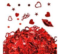 Giftota Confettis Anniversaire, Confettis d'amour, Confetti de Cœur, Confetti Anniversaire Décoration de Table, Décoration de Confettis pour Saint-Valentin, Anniversaire, Mariage, Fête (Rouge)