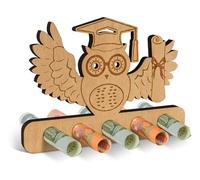 Giftota Hibou - Cadeau en bois - Porte-bonheur - Cadeau d'examen - Pour baccalauréat 2025 - Maître, docteur