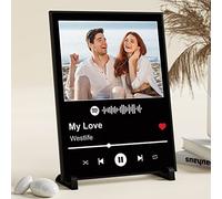 Giftove Cadeau anniversaire original Cadre Photo Personnalisé Plaque Spotify Scannable Bois Photo idee Cadeau Femme Homme Cadeau Personnalisé Cadeau Couple Cadeau Mariage Décoration Murale