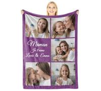 Giftove Cadeau Fete des Meres Personnalisé Plaid Fete des Mere Original - Idee Cadeaux Fête des Mère - Couverture Fete des Meres avec Photo - Cadeau Maman pour fête des mères, Anniversaire