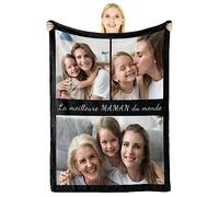 Giftove Idee Cadeau Femme Noel, Plaid Personnalisé avec Photo, Cadeau Personnalisé pour Couple Copine Copain Soeur Homme et Amie de Noël,St Valentin,Anniversaire, Couverture Personnalisée, Plaid Noel