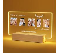 Giftove Idee Cadeau Mamie Original - Lampe Cadre Photo en Verre Personnalisé - pour Fete des Grand Mere, Noel, Anniversaire