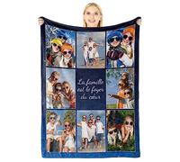 Giftove Idée Cadeaux Original Femme, Plaid Couverture Personnalisé Photo Et Texte, pour fête des Mères, Noël, Anniversaire pour Maman/Mamie/Mere/Elle