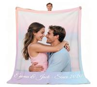 Giftove Plaid Personnalisé - Couverture Personnalisée Flanelle - Cadeau Personnalisé Femme, Homme, Copine, Copain ou Lui - Cadeau Saint Valentin - Cadeaux Anniversaire - Plaide Personnalise 1 Photo
