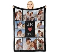 Giftove Plaid Personnalisé - Couverture Personnalisée - Plaid Personnalisé Photo - Cadeau Personnalisé Femme Couple Copine Copain Amoureux - Couverture Personnalisée Photo - Idee Cadeaux Anniversaire