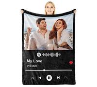 Giftove Plaid Personnalisé Spotify Couverture Personnalisée Flanelle - Cadeau Personnalisé Femme, Homme, Copine ou Copain - Idee Cadeau Noel, St Valentin et Anniversaire - Spotify Plaide Personnalisee