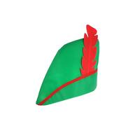GIFTRIX Chapeau Robin des Bois Vert Adulte avec Plume Rouge - Bycocket médiéval pour Archer, Peter Pan, Elfe Costume - Taille Unique - Halloween, Cerf, Théâtre, Accessoire de Déguisement Homme Femme