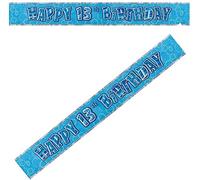 Gifts 4 All Occasions Limited SHATCHI-108 Bannière d'anniversaire avec paillettes bleues pour adolescents Noir 3,8 m