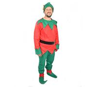 Gifts 4 All Occasions Limited SHATCHI Costume d'elfe de Noël unisexe pour adulte Rouge/vert
