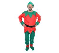 Gifts 4 All Occasions Limited SHATCHI Costume d'elfe de Noël unisexe pour adulte Rouge/vert
