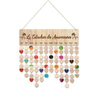 Gifts for mamans Dads Calendrier en bois pour rappel d’anniversaire Plaque murale avec traqueur 100 étiquettes avec trous et motifs