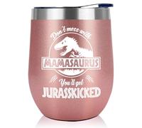 Gifts for Mom From Daughter, Son - Cadeaux d'anniversaire pour maman - Cadeaux amusants pour maman, fils, mari, épouse, meilleure maman - Dont Mess with Mamasaurus - Verre à vin 340 ml