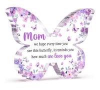 Gifts for Mom from Daughter Son, Unique Purple Butterfly Plaque en acrylique Décoration de bureau, Idée cadeau pour mère pour un anniversaire, Noël, fête des mères, 12,7 x 9,5 x 1 cm