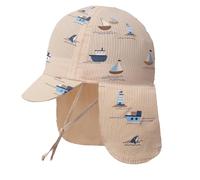 Gifts Treat Chapeau de Soleil pour garçon 100% Coton,Chapeau de Plage pour bébé avec Protection de la Nuque,Essentiels de Plage d'été pour bébé,Bateaux Marron,1-3 Ans