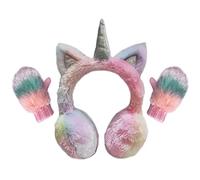 Gifts Treat Filles Cache-oreilles Enfants Gants D'hiver Mitaines Tricoté Gants En Peluche, Jouer, Courir, Skier Besoins Rose, 7-14 Ans