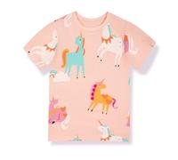 Gifts Treat T-Shirt Fille Licorne Manches Courtes 100% Coton T-Shirt d'été pour Petites Filles,Col Licorne,2-3 Ans