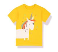 Gifts Treat T-Shirt Fille Licorne Manches Courtes 100% Coton T-Shirt d'été pour Petites Filles,Licorne Blanche,5-6 Ans