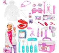 Gifts2U Malette Docteur Enfant Kit avec Stéthoscope Thermomètre Blouse de Médecin et Sac de Médecin Portable Adapté Malette Docteur Enfant 3 Ans