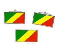 Giftshop UK Ensemble boutons de manchette et épingle à cravate Drapeau du Congo