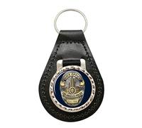 Giftshop UK Porte-clés en cuir Police de Los Angeles, Cuir noir et métal argenté, 45mm x 80mm