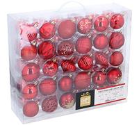 Giftsome 60 Boules de Noël Rouge - Décoration Noël Plastique - Noël Decoration - pour l'Intérieur et l'Extérieur - Ø6/7 centimètres