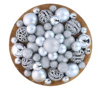 Giftsome Boules de Noël Argentées - 101 Boule de Noel en Plastique - avec Pique Argenté - Décoration Noël - pour Intérieur et Extérieur - Noël Decoration - Ø3/ 4/6 CM