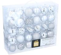 Giftsome Boules de Noël Argentées - 60 Boule de Noel en Plastique - avec Pique Argenté - Décoration Noël - pour Intérieur et Extérieur - Noël Decoration - Ø6/7 CM