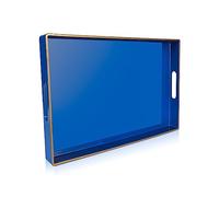Gifturbo Plateau de service décoratif avec poignées, plateau rectangulaire en plastique ottomane pour salon, salle de bain, 40 x 25,9 x 3,5 cm