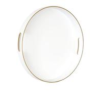 Gifturbo Plateau de service rond blanc avec poignées, plateau de service rond ottoman en plastique pour salon, salle de bain